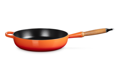 Cast Iron Sauté Pan with Wooden Handle