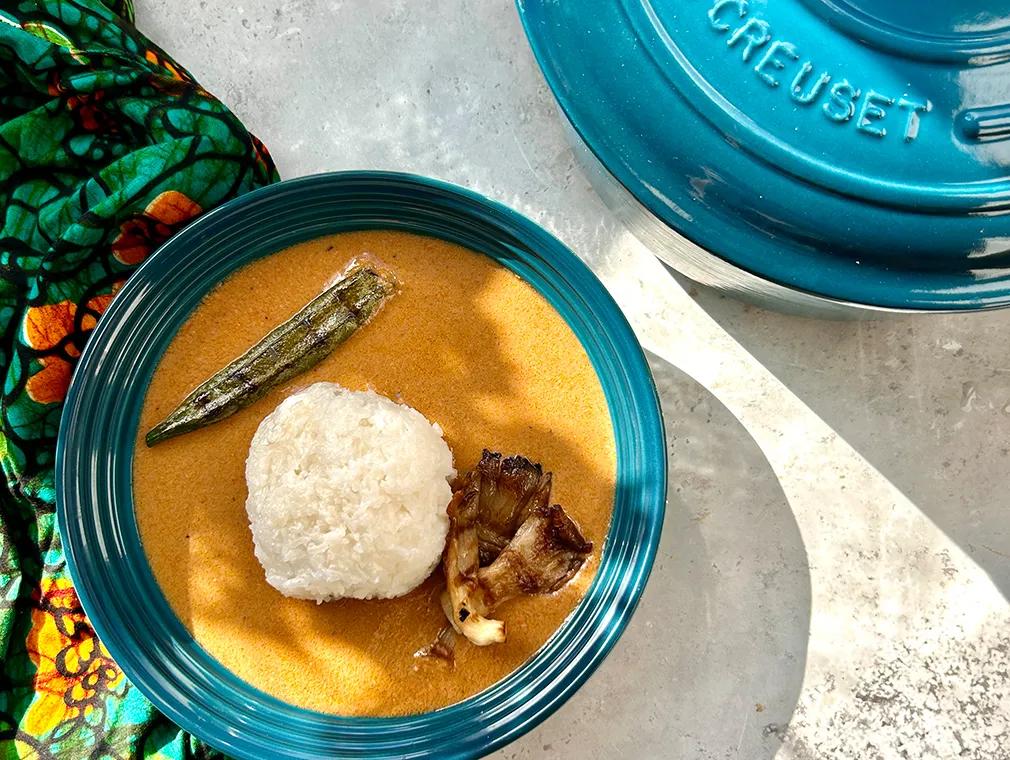 Omo Tuo and Nkate Nkwan (Rice Balls and Groundnut Soup)