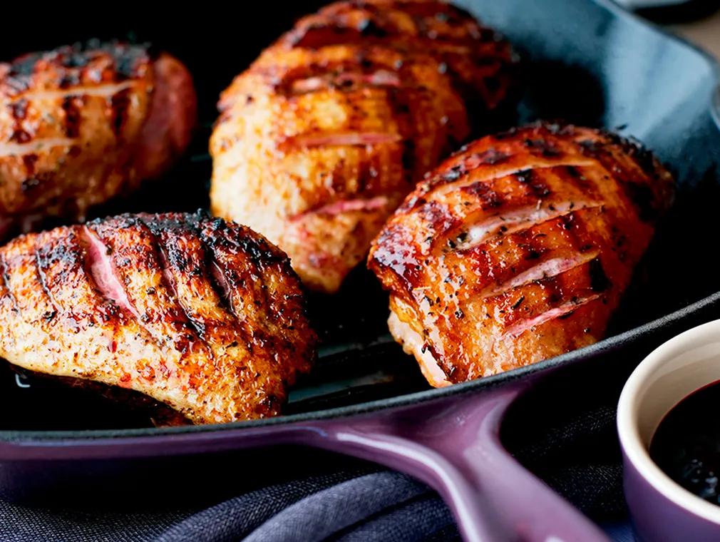 Seared Thyme Duck Breasts with Blackcurrant and Cassis Sauce