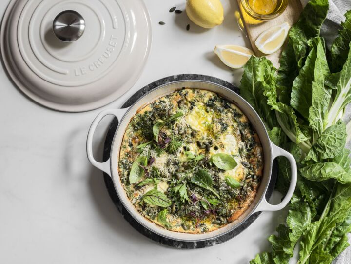 Spinach & Goat’s Cheese Frittata with Pumpkin Seed Pesto