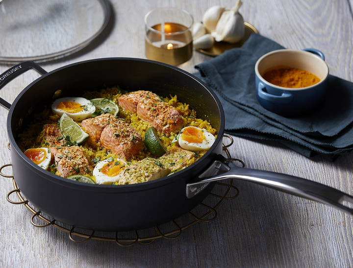 Flavour Revival Traditional Spiced Kedgeree with Steamed Salmon Steaks