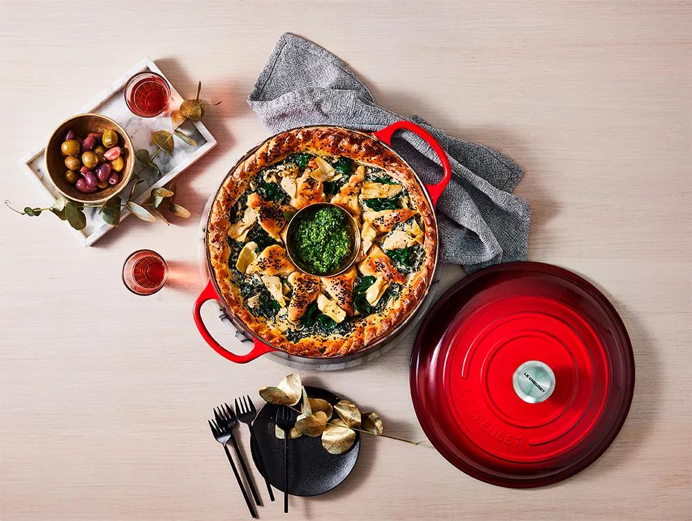 Spinach, Artichoke and Ricotta Stuffed Bread Wreath