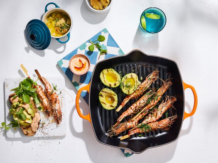 Grilled Prawns with Sourdough Avo Toasts
