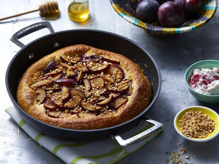 Brioche Tart Filled with Roasted Plums and Hazelnuts