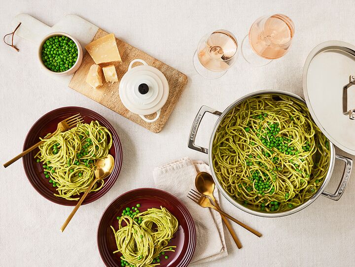 Green Pea Pesto Spaghetti