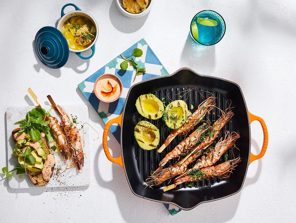 Grilled Prawns with Sourdough Avo Toasts