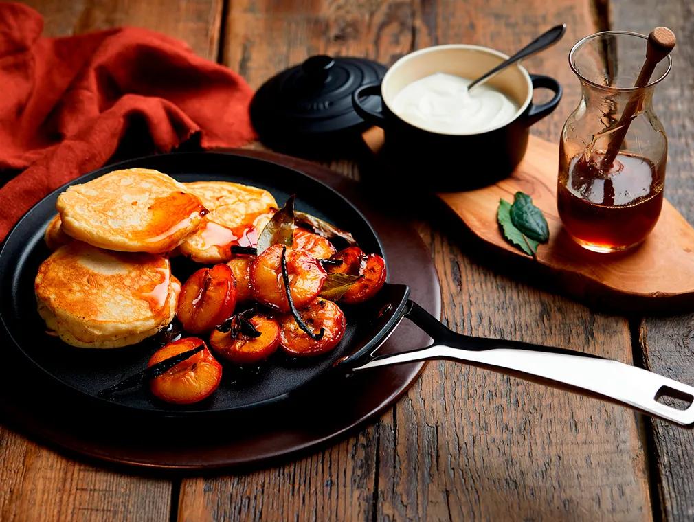 Drop Scones with Roasted Plums and Honey